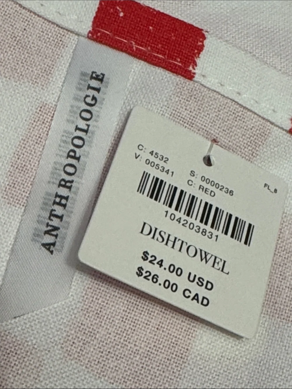 ANTHROPOLOGIE Dog Pizza Delivery Driver Dish Towel White/Red $24 NWT